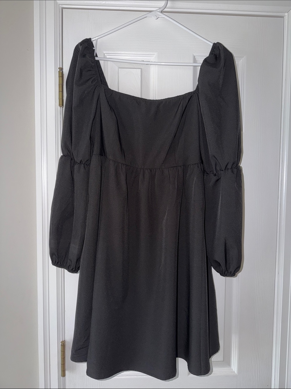 NWOT: Black Puff Sleeve Square Neck Mini Dress